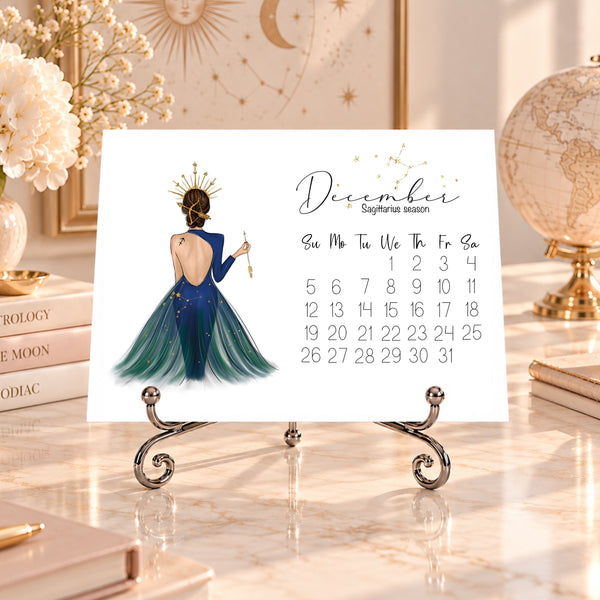 2027 Zodiac Desk Calendar - Fashion Illustration Mini Calendar