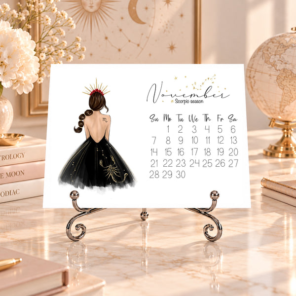 2027 Zodiac Desk Calendar - Fashion Illustration Mini Calendar