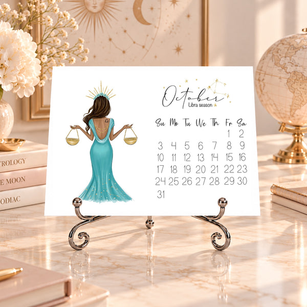 2027 Zodiac Desk Calendar - Fashion Illustration Mini Calendar