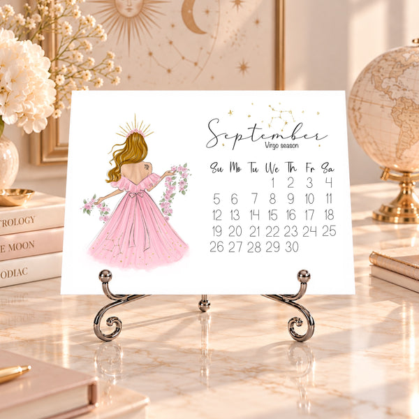 2027 Zodiac Desk Calendar - Fashion Illustration Mini Calendar