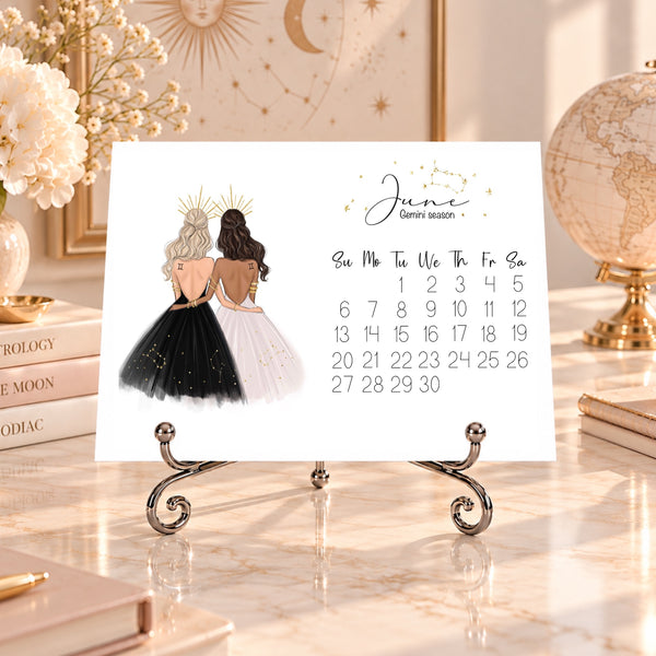 2027 Zodiac Desk Calendar - Fashion Illustration Mini Calendar