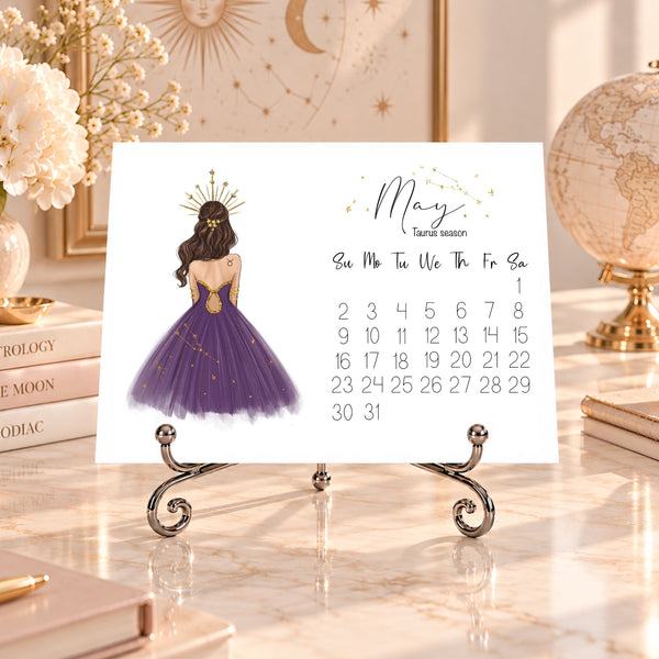 2027 Zodiac Desk Calendar - Fashion Illustration Mini Calendar