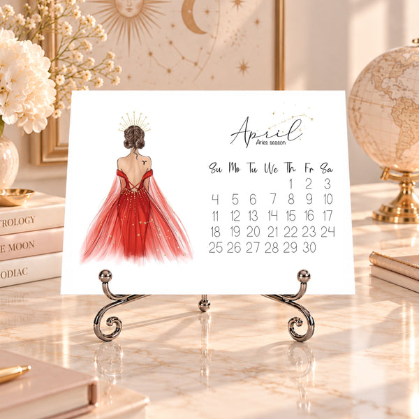 2027 Zodiac Desk Calendar - Fashion Illustration Mini Calendar