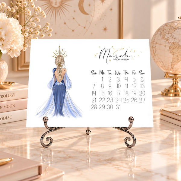 2027 Zodiac Desk Calendar - Fashion Illustration Mini Calendar