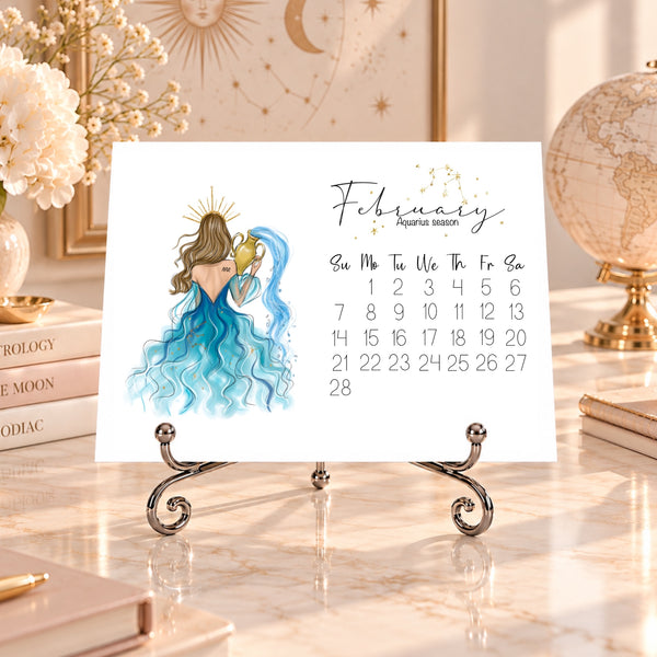 2027 Zodiac Desk Calendar - Fashion Illustration Mini Calendar