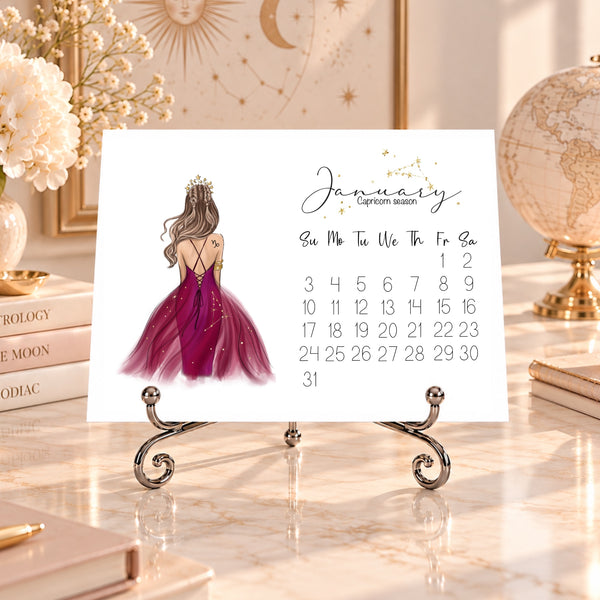 2027 Zodiac Desk Calendar - Fashion Illustration Mini Calendar