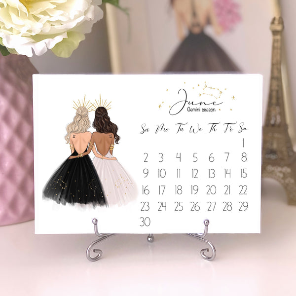 2024 Zodiac Desk Calendar - Fashion Illustration Mini Calendar