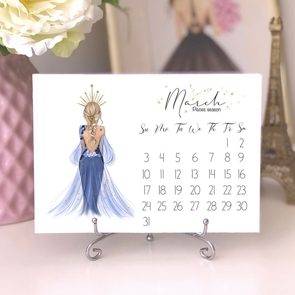 2024 Zodiac Desk Calendar - Fashion Illustration Mini Calendar
