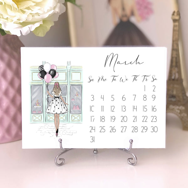 2024 Desk Calendar - Fashion Illustration Mini Calendar with stand