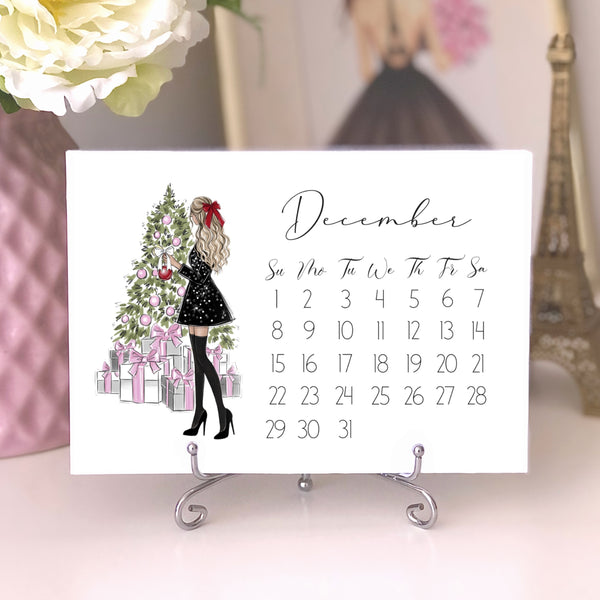 2024 Desk Calendar - Fashion Illustration Mini Calendar with stand