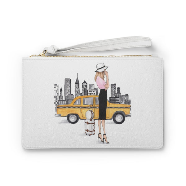 Girl in New York Fashion illustrated Eco Leather Clutch Bag
