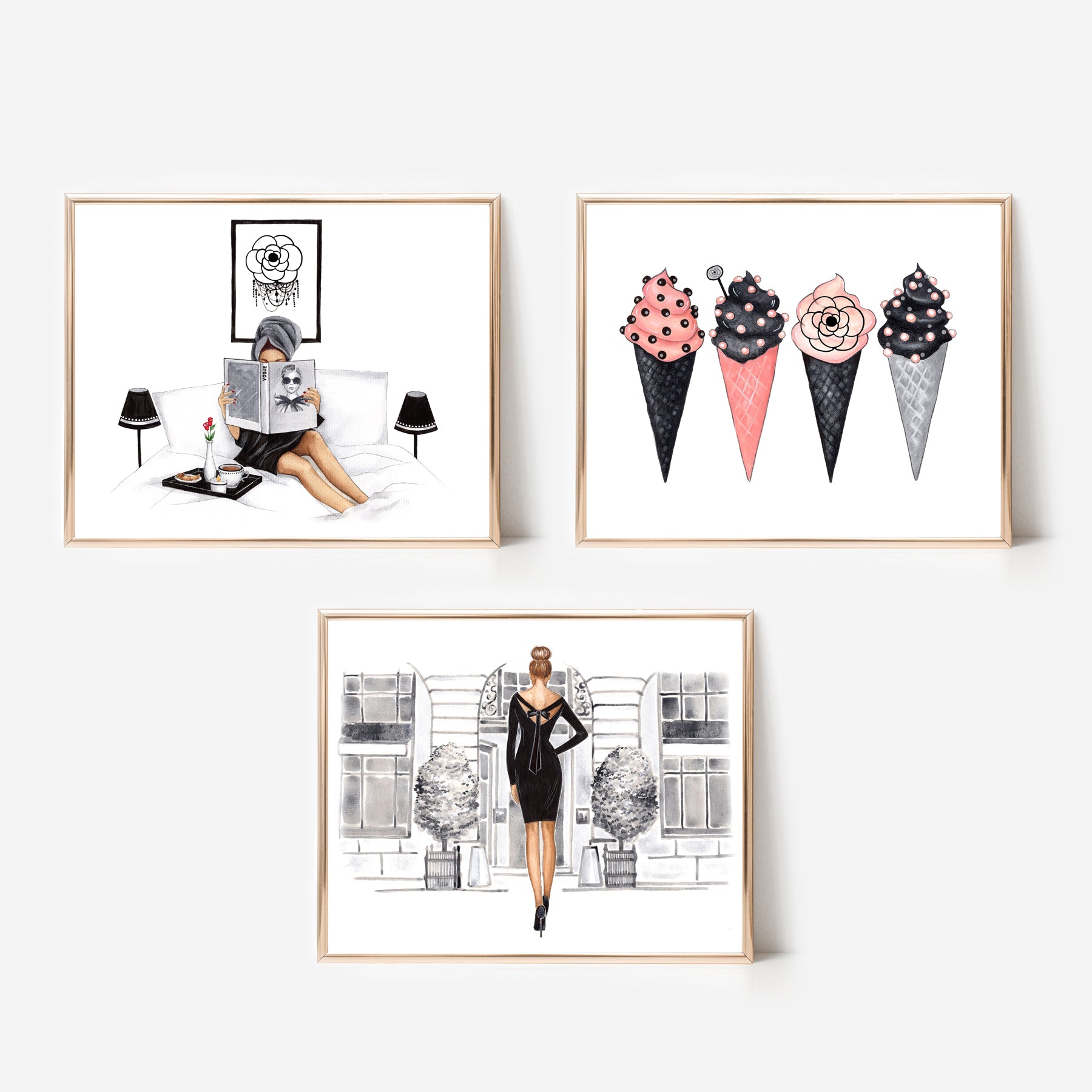 SET OF 3 art print fashion illustrations – Lalana Arts