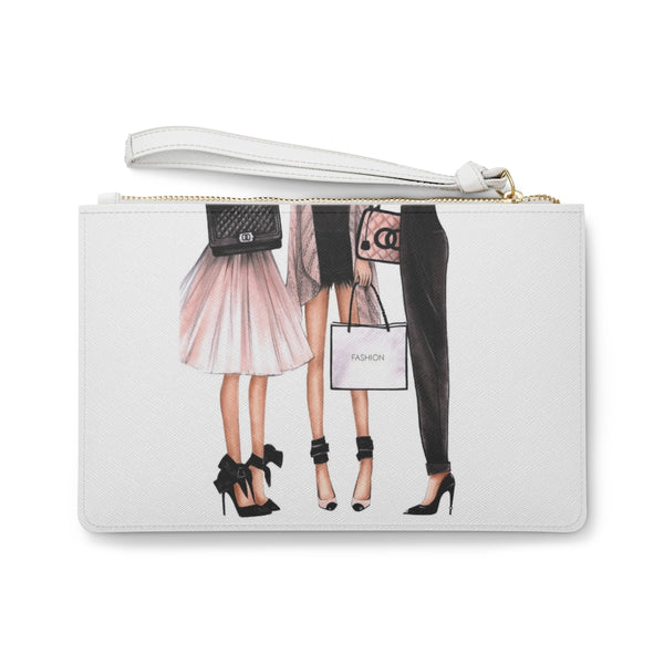 3 Fashionista Girls illustrated Eco Leather Clutch Bag