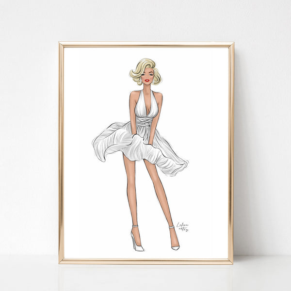Marilyn Monroe iconic woman art print fashion illustration