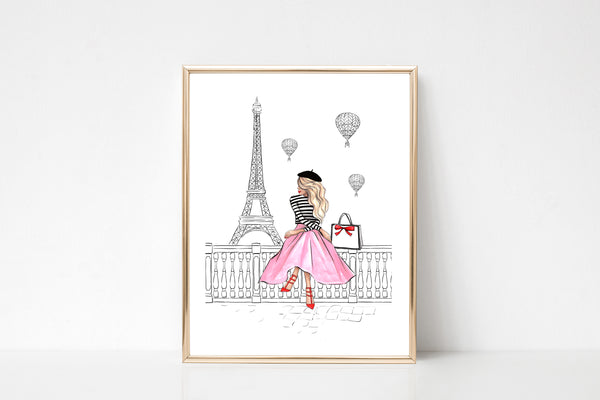 Girl in Paris art print fashion illustration