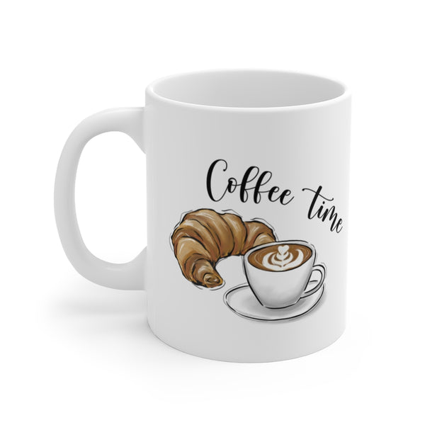Coffee time ceramic Mug 11oz. Fashion illustration coffee mug.