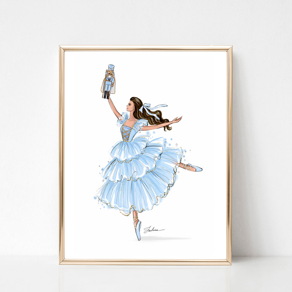 Nutcracker ballerina girl in pink or blue dress princess art print fas Lalana Arts Nutcracker ballerina girl in pink or blue dress princess art print fas Lalana Arts