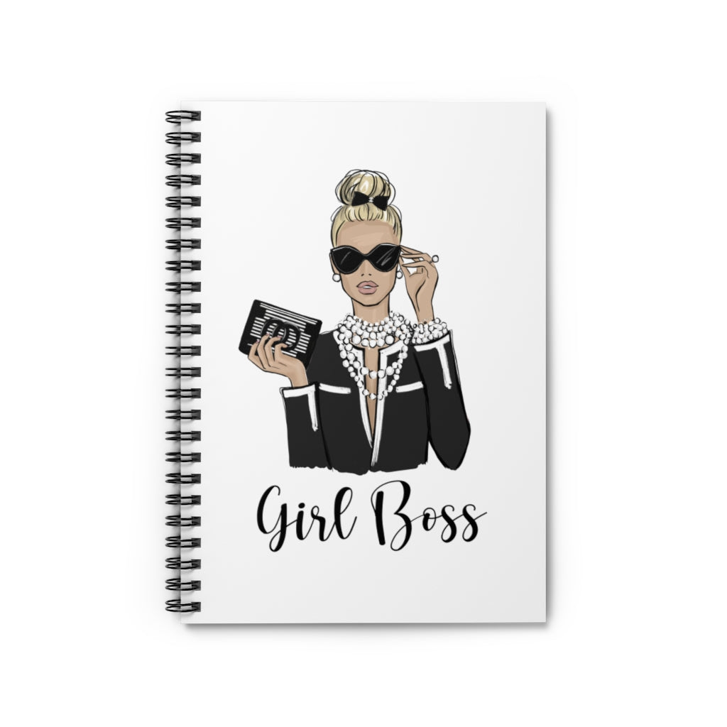 Girl Boss Spiral Notebook - Ruled Line. Fashion illustration journal