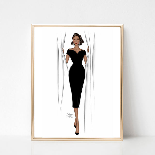 Grace Kelly iconic woman art print fashion illustration