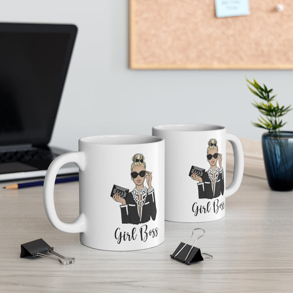 Girl Boss Mug ceramic Mug 11oz. Fashion illustration coffee mug.
