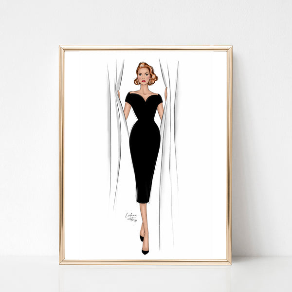 Grace Kelly iconic woman art print fashion illustration