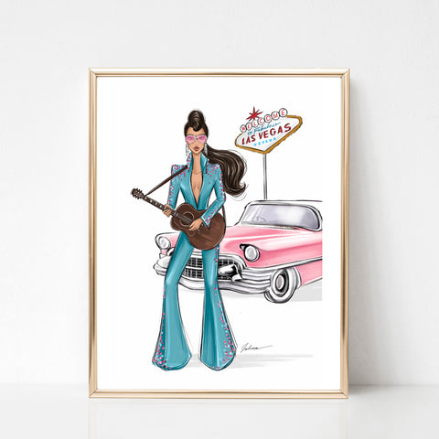Elvis Presley inspired art print fashion illustration
