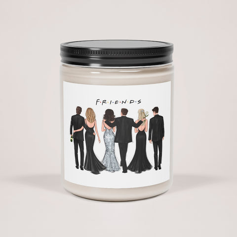 Scented Glass Jar Candle, 9oz with Friends print label