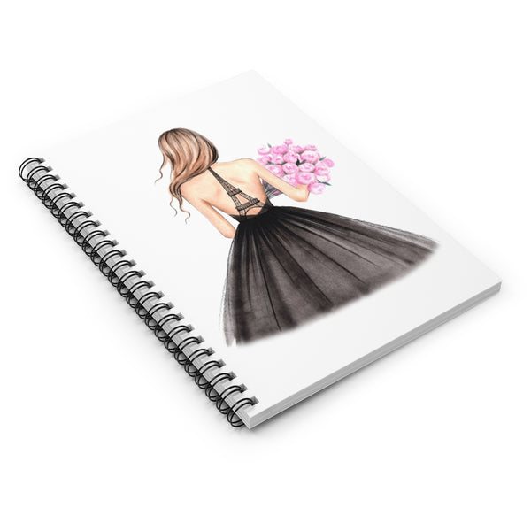 Paris Theme girly Spiral Notebook - Ruled Line. Fashion illustration journal