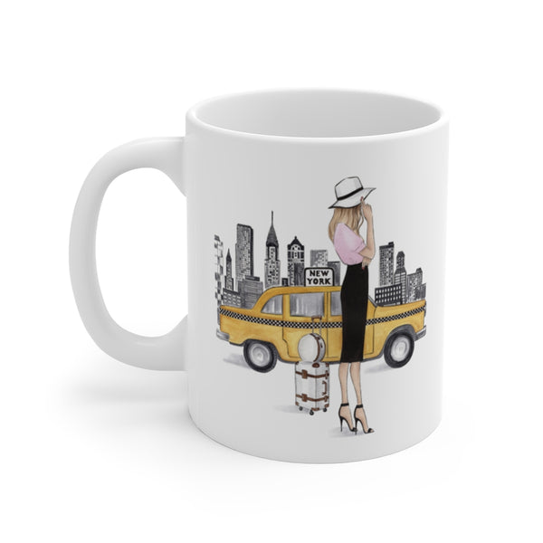 New York theme ceramic Mug 11oz. Fashion illustration coffee mug.