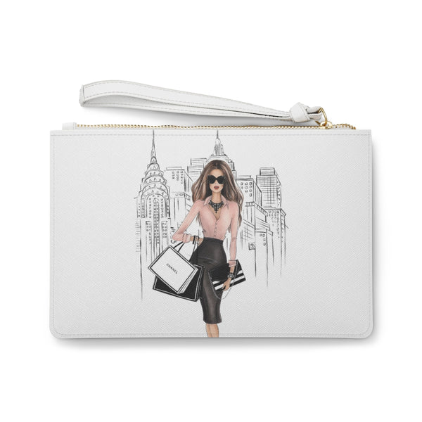 Girl in New York Fashion illustrated Eco Leather Clutch Bag