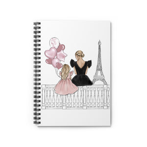 Mom and daughter in Paris Spiral Notebook - Ruled Line. Fashion illustration journal