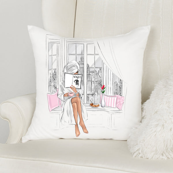 Polyester Square Pillow with Morning with Vogue girly print