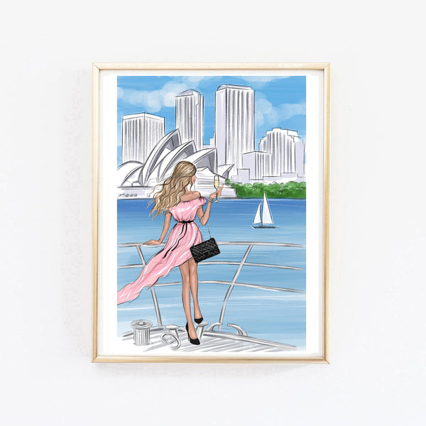 Girl in Sydney art print fashion illustration