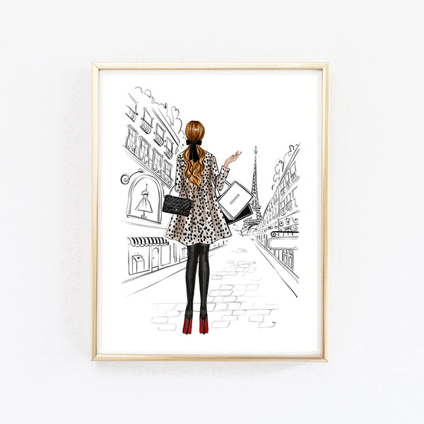 Shopping in Paris art print fashion illustration