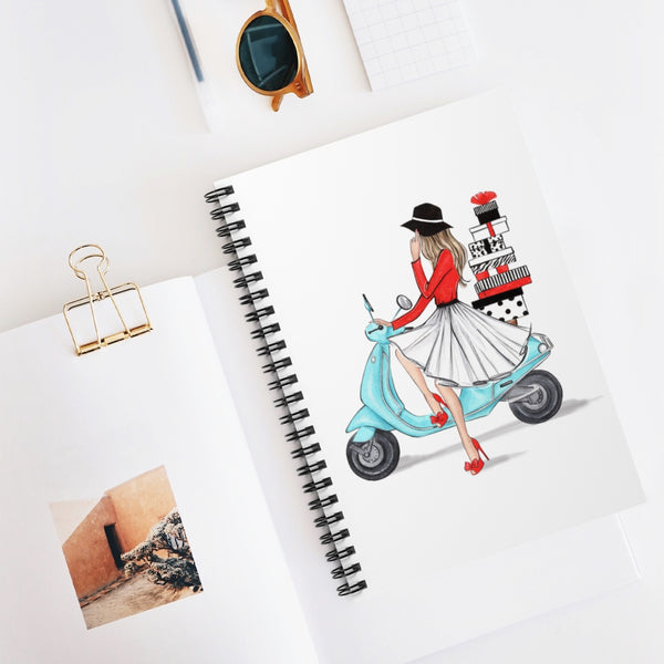 Christmas Theme Spiral Notebook - Ruled Line. Fashion illustration journal