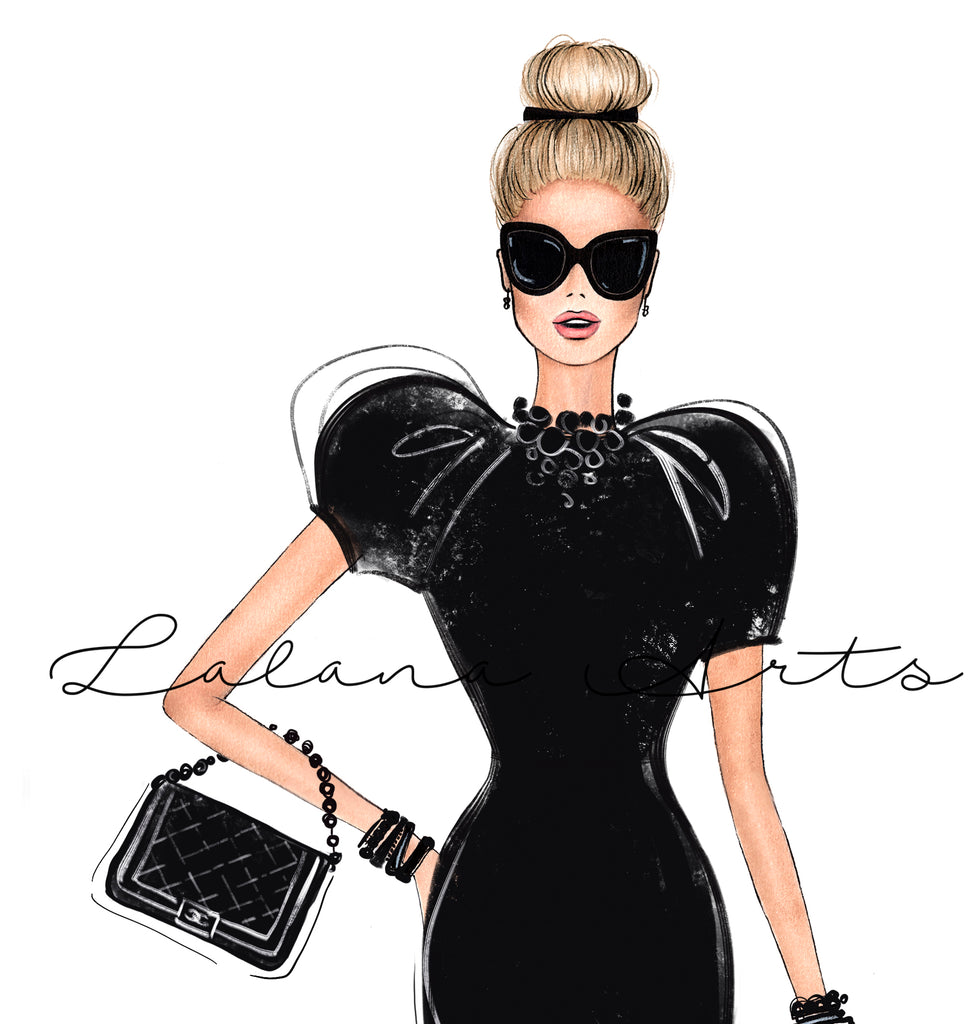 black dress drawing Fashion Illustration, Little Black Dress, Fashion Drawing, Dress Painting, Evening Gown, Painting of Dress