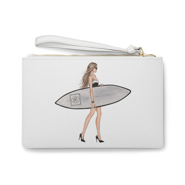 Surf Girl Fashion illustrated Eco Leather Clutch Bag