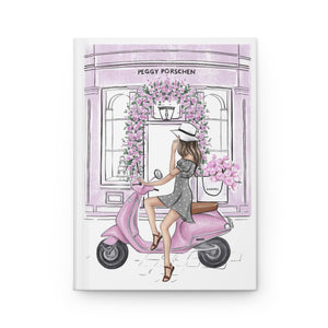 Hardcover Journal Matte with Spring Girl on Vespa print on cover