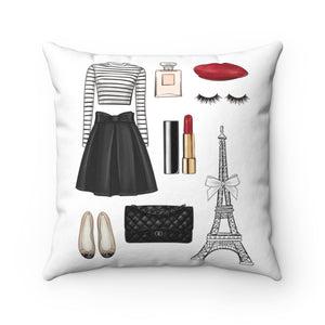 Paris essencials print Polyester Square Pillow