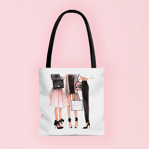Fashion girls illustration tote bag.