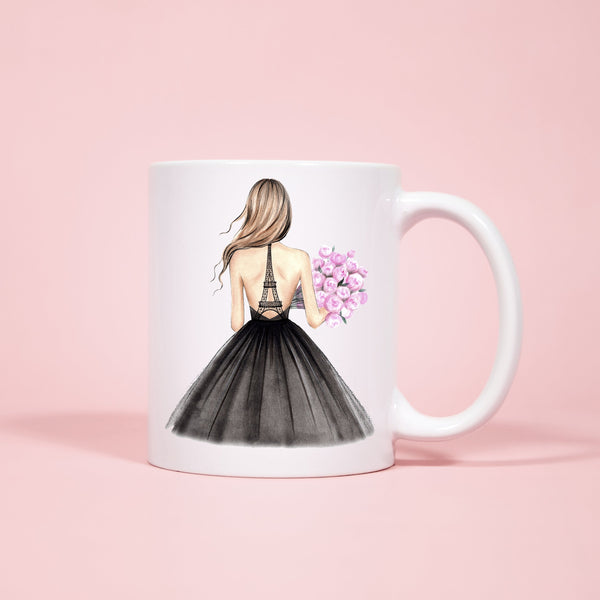 Paris girl Mug ceramic Mug 11oz. Fashion illustration coffee mug.