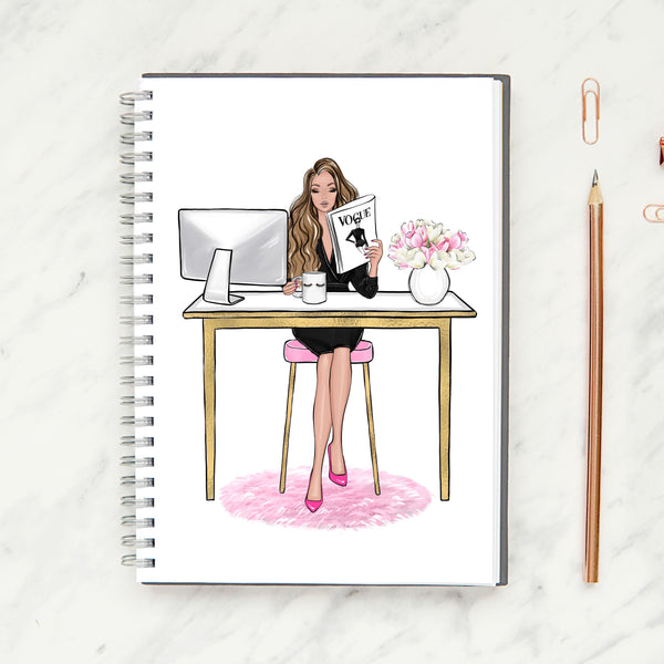 Girl boss Spiral Notebook - Ruled Line. Fashion illustration journal