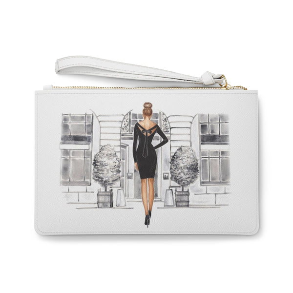 Elegant Girl in front of the Shop Vitrine Fashion illustrated Eco Leather Clutch Bag