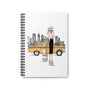 Girl in New York Theme Spiral Notebook - Ruled Line. Fashion illustration journal