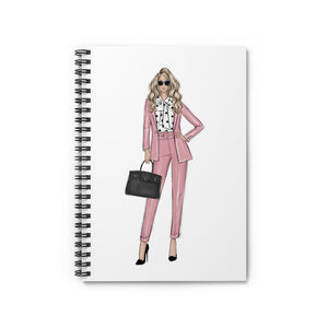 Girl in pink suit Spiral Notebook - Ruled Line. Fashion illustration journal