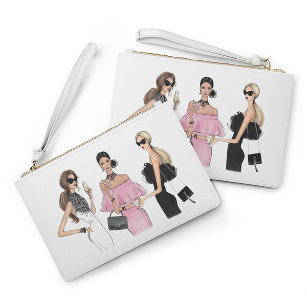 Girls with Cocktails Fashion illustrated Eco Leather Clutch Bag