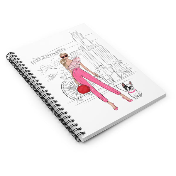 Girl in Hollywood Spiral Notebook - Ruled Line. Fashion illustration journal