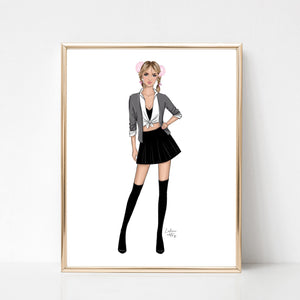 Britney Spears iconic woman art print fashion illustration