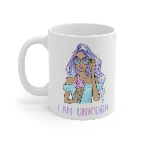 I am Unicorn Mug ceramic Mug 11oz. Fashion illustration coffee mug.