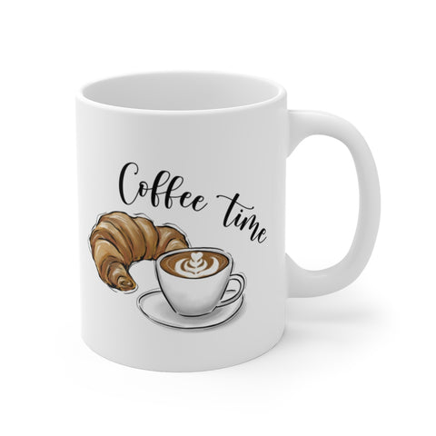 Coffee time ceramic Mug 11oz. Fashion illustration coffee mug.